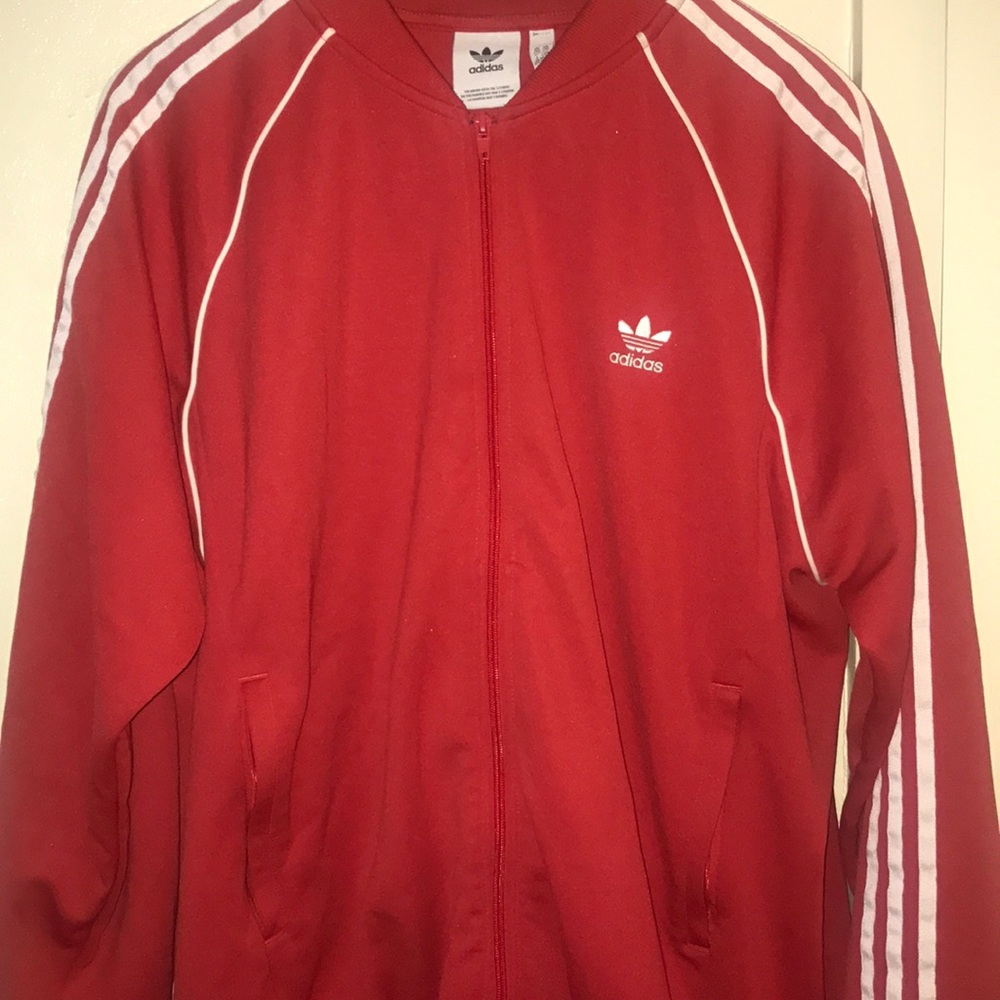 Adidas red sweatsuit top
